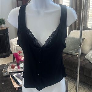 SKIMS Onyx Soft Lounge Lace Tank